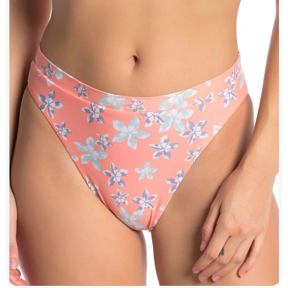 NEW Becca Floral French Cut High Leg Bikini Bottoms Medium